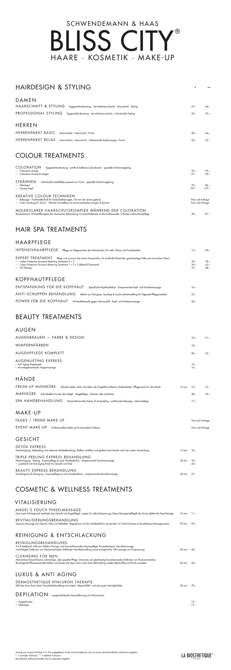 Bliss City – Aktuelle Preisinfo ab 01.11.2025